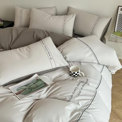 91家纺网 家纺一手货源 找家纺 （总）尤米 2023新款磨毛刺绣纯色双拼卡洛森系列--单被套