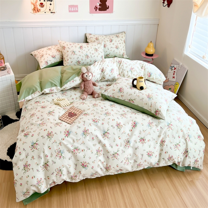 91家纺网 家纺一手货源 找家纺 顾里家纺 2023新款40支13372全棉印花四件套 春暖花开