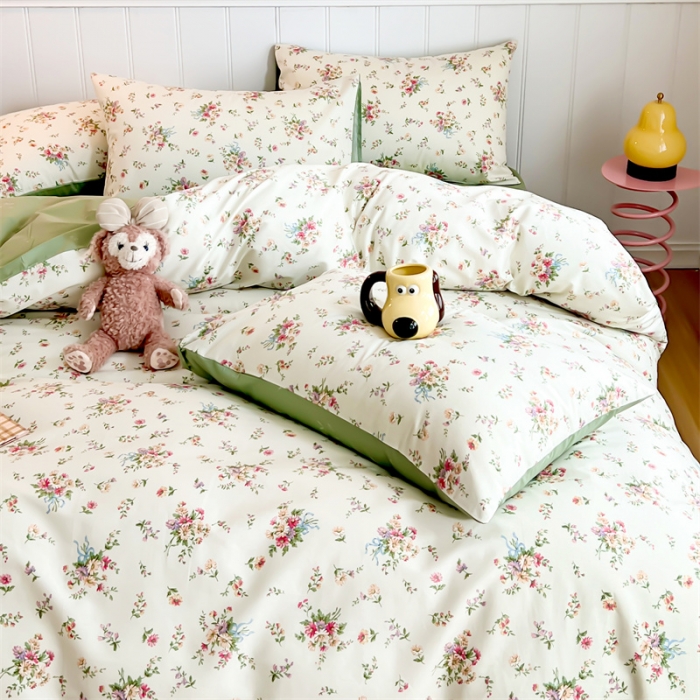 91家纺网 家纺一手货源 找家纺 顾里家纺 2023新款40支13372全棉印花四件套 春暖花开