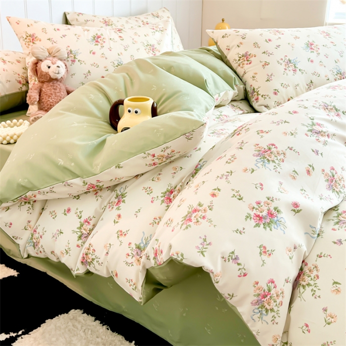 91家纺网 家纺一手货源 找家纺 顾里家纺 2023新款40支13372全棉印花四件套 春暖花开