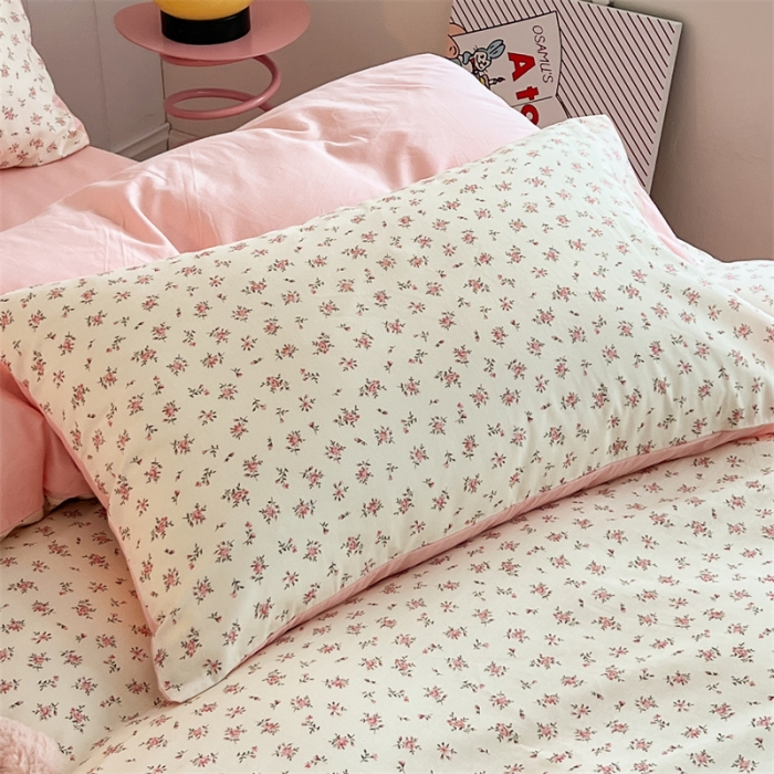 91家纺网 家纺一手货源 找家纺 顾里家纺 2023新款40支13372全棉印花四件套 粉夏