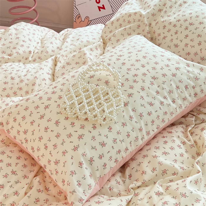 91家纺网 家纺一手货源 找家纺 顾里家纺 2023新款40支13372全棉印花四件套 粉夏