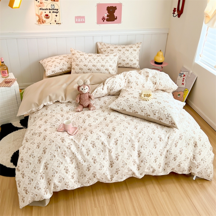 91家纺网 家纺一手货源 找家纺 顾里家纺 2023新款40支13372全棉印花四件套 复古枝蔓