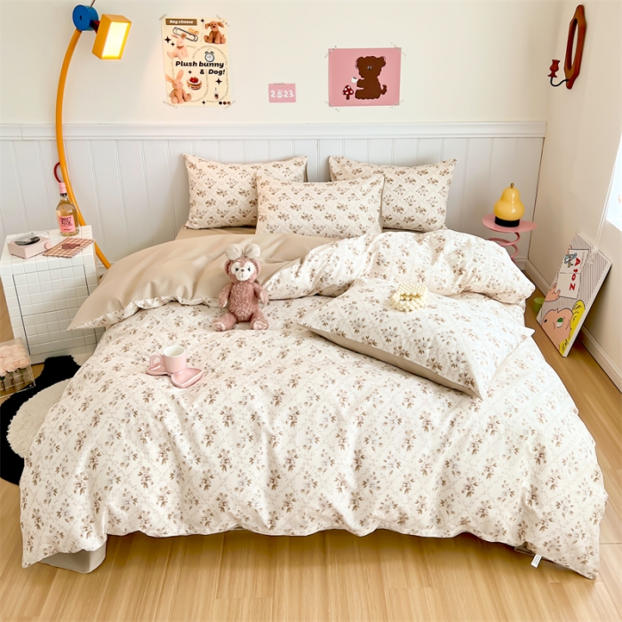 91家纺网 家纺一手货源 找家纺 顾里家纺 2023新款40支13372全棉印花四件套 复古枝蔓