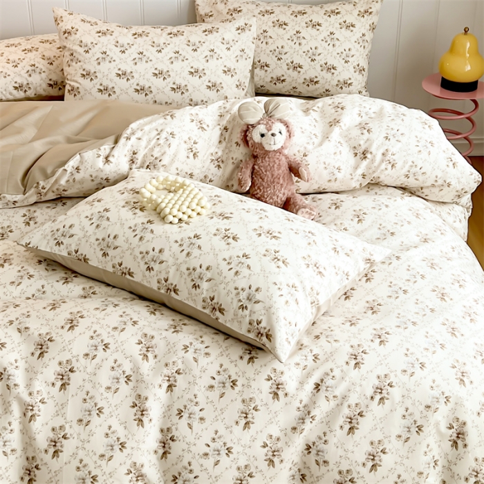 91家纺网 家纺一手货源 找家纺 顾里家纺 2023新款40支13372全棉印花四件套 复古枝蔓