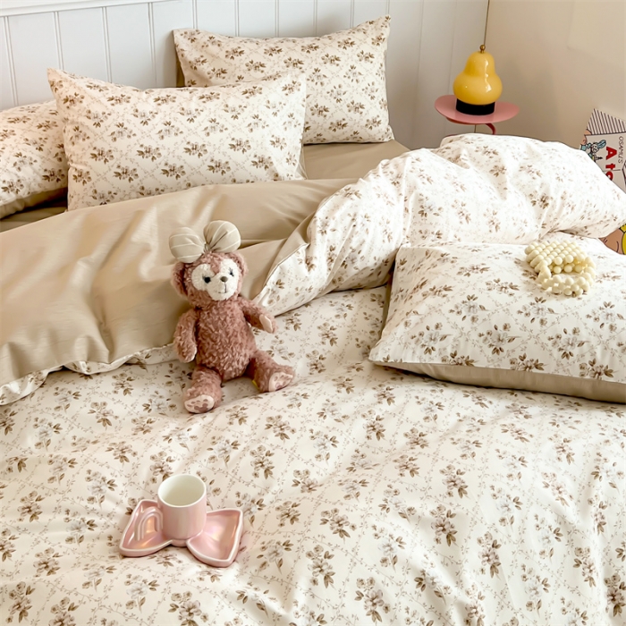 91家纺网 家纺一手货源 找家纺 顾里家纺 2023新款40支13372全棉印花四件套 复古枝蔓