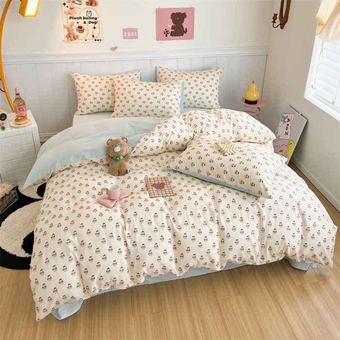 91家纺网 家纺一手货源 找家纺 顾里家纺 2023新款40支13372全棉印花四件套 韩小熊