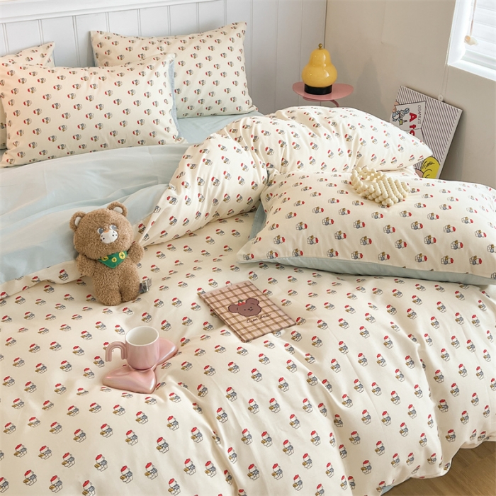 91家纺网 家纺一手货源 找家纺 顾里家纺 2023新款40支13372全棉印花四件套 韩小熊