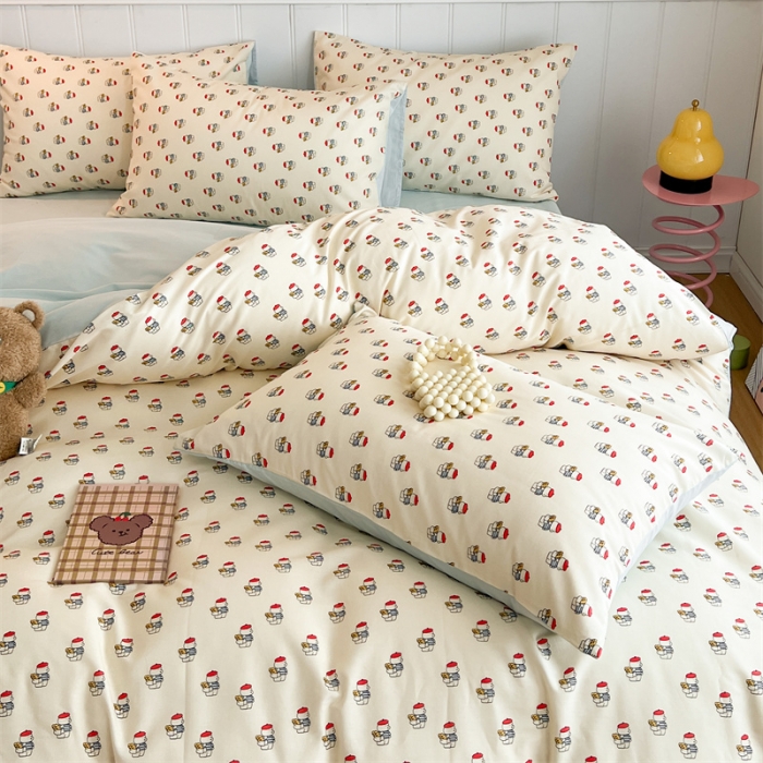 91家纺网 家纺一手货源 找家纺 顾里家纺 2023新款40支13372全棉印花四件套 韩小熊