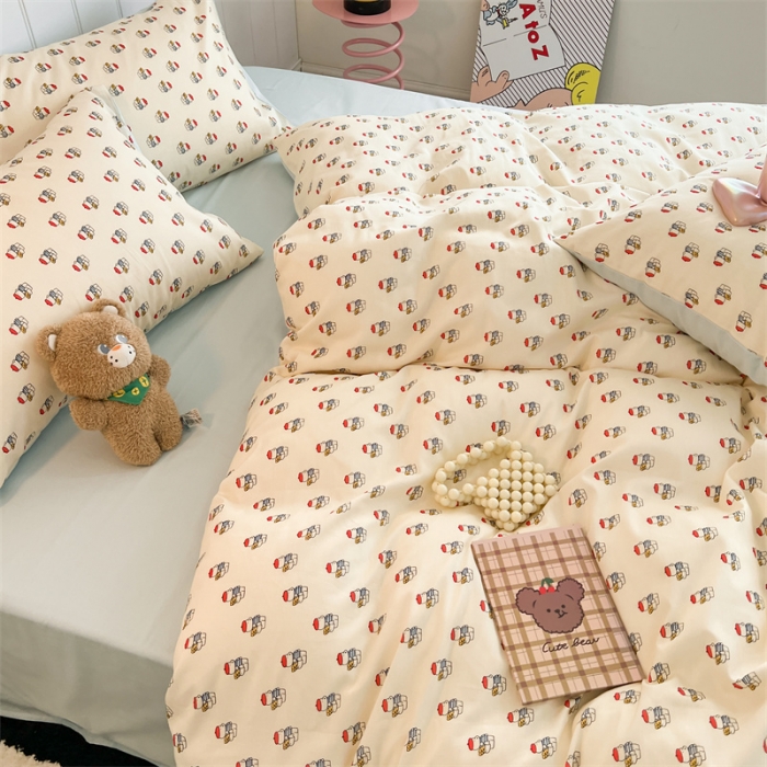 91家纺网 家纺一手货源 找家纺 顾里家纺 2023新款40支13372全棉印花四件套 韩小熊