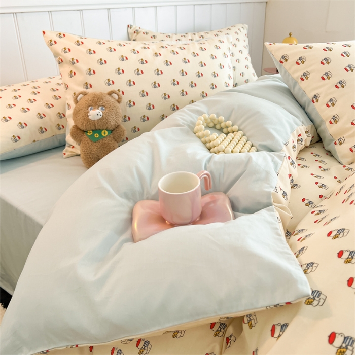 91家纺网 家纺一手货源 找家纺 顾里家纺 2023新款40支13372全棉印花四件套 韩小熊