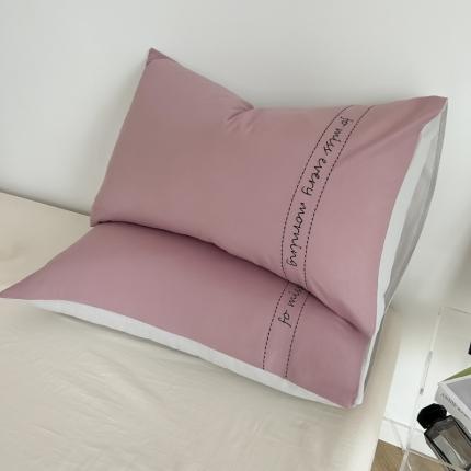 91家纺网 家纺一手货源 找家纺 （总）尤米 2023新款磨毛刺绣纯色双拼卡洛森系列--单枕套