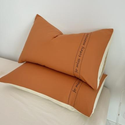 91家纺网 家纺一手货源 找家纺 （总）尤米 2023新款磨毛刺绣纯色双拼卡洛森系列--单枕套