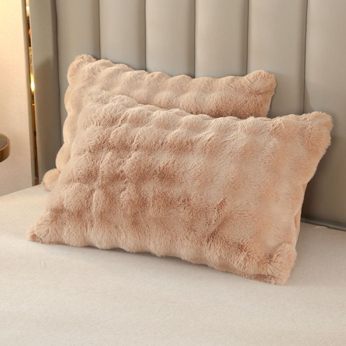 91家纺网 家纺一手货源 找家纺 爵仕 2023新款A版托斯卡纳兔毛B版安哥拉兔毛多功能毛毯 咖棕