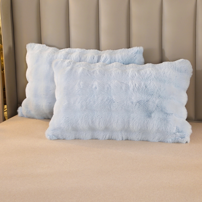 91家纺网 家纺一手货源 找家纺 爵仕 2023新款A版托斯卡纳兔毛B版安哥拉兔毛多功能毛毯 卡娜蓝