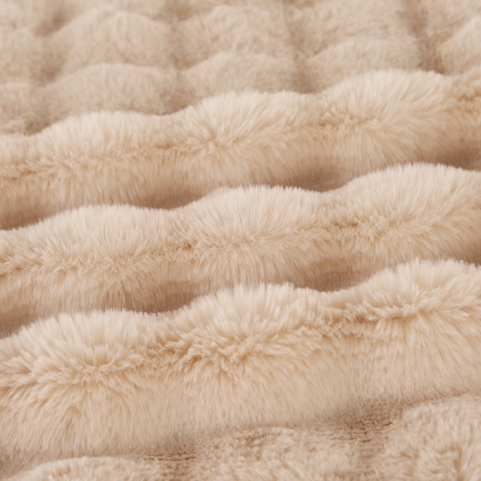 91家纺网 家纺一手货源 找家纺 爵仕 2023新款A版托斯卡纳兔毛B版安哥拉兔毛多功能毛毯 卡其