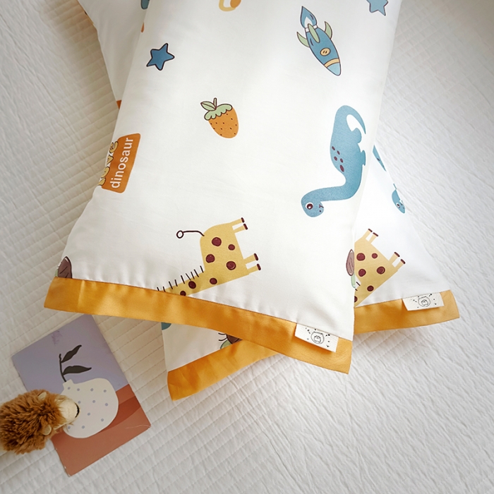 91家纺网 家纺一手货源 找家纺 荷马之梦 2023新款蜜糖系列—A类60s长绒棉儿童枕套 动物乐园