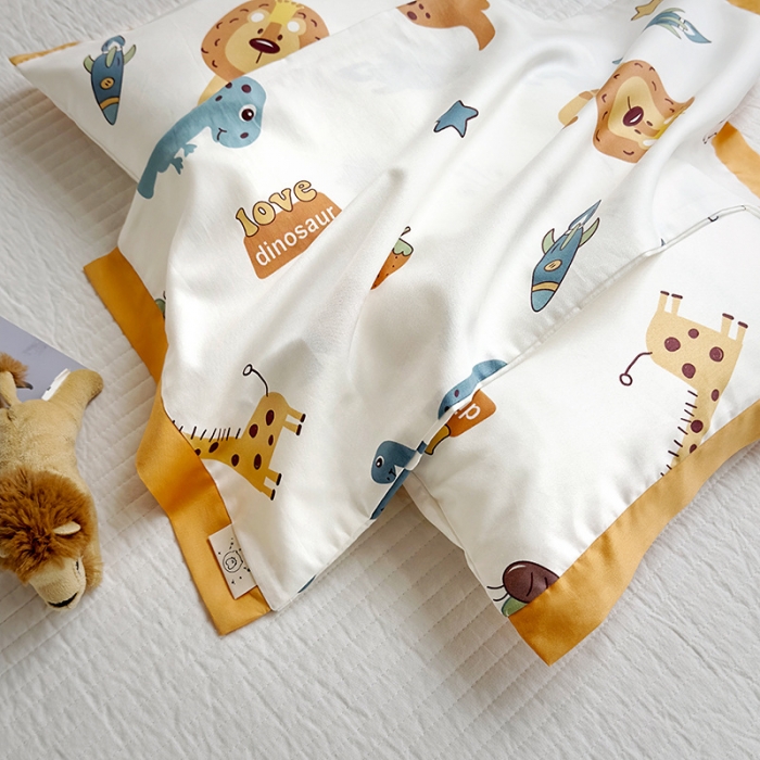 91家纺网 家纺一手货源 找家纺 荷马之梦 2023新款蜜糖系列—A类60s长绒棉儿童枕套 动物乐园