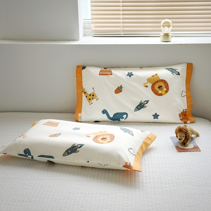 91家纺网 家纺一手货源 找家纺 荷马之梦 2023新款蜜糖系列—A类60s长绒棉儿童枕套 动物乐园