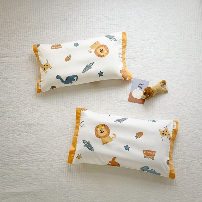 91家纺网 家纺一手货源 找家纺 荷马之梦 2023新款蜜糖系列—A类60s长绒棉儿童枕套 动物乐园