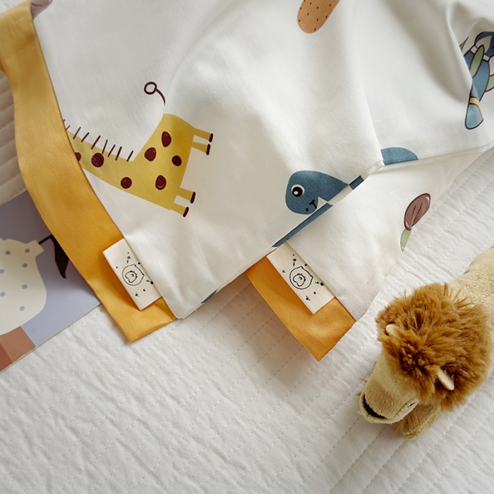 91家纺网 家纺一手货源 找家纺 荷马之梦 2023新款蜜糖系列—A类60s长绒棉儿童枕套 动物乐园