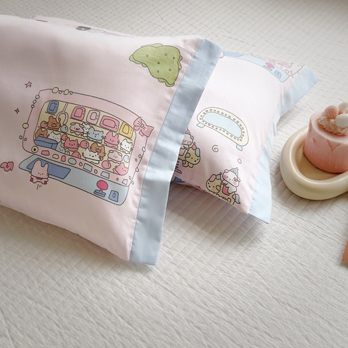 91家纺网 家纺一手货源 找家纺 荷马之梦 2023新款蜜糖系列—A类60s长绒棉儿童枕套 开心乐园