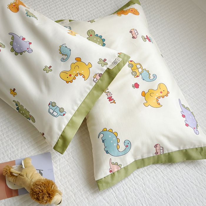 91家纺网 家纺一手货源 找家纺 荷马之梦 2023新款蜜糖系列—A类60s长绒棉儿童枕套 恐龙宝宝