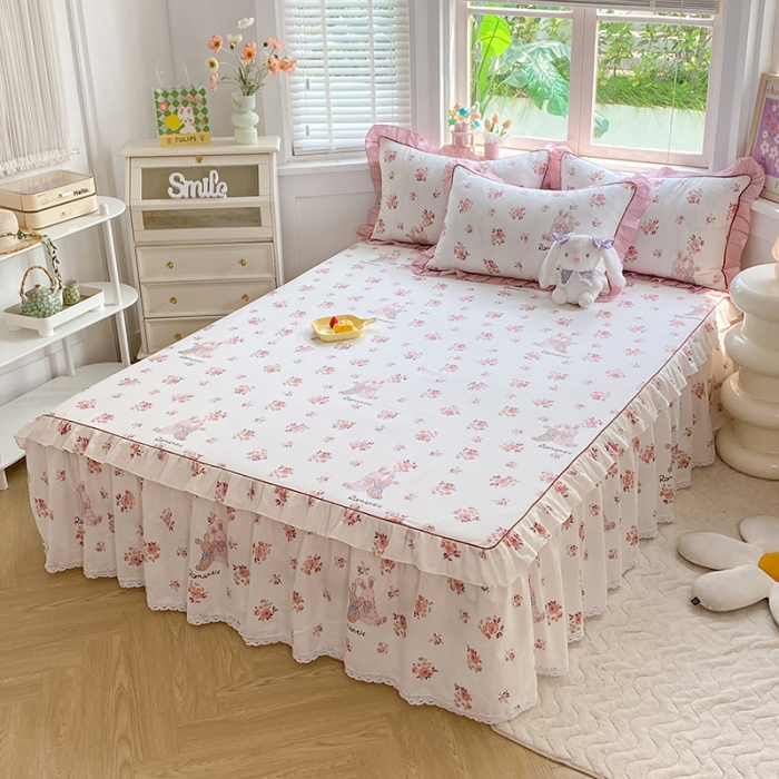 91家纺网 家纺一手货源 找家纺 美达 2025新款韩版全棉四件套单品系列-单床裙 温柔相伴