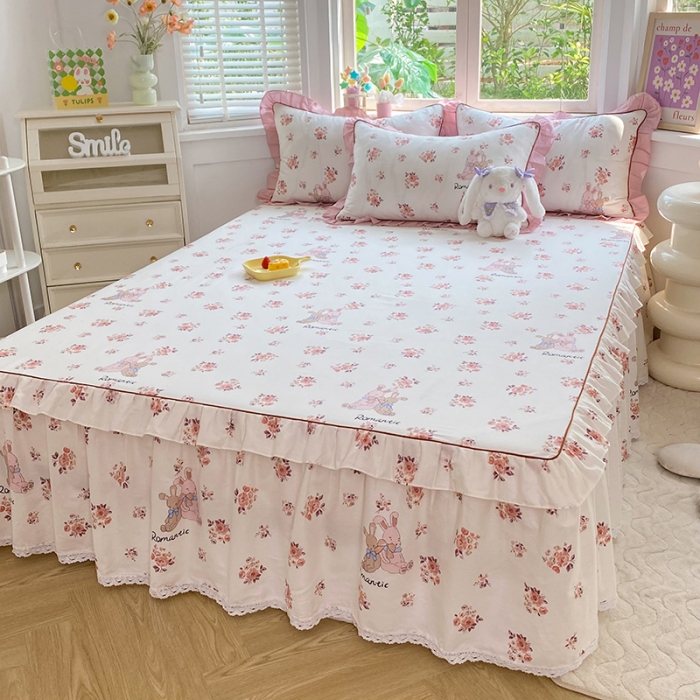 91家纺网 家纺一手货源 找家纺 美达 2025新款韩版全棉四件套单品系列-单床裙 温柔相伴