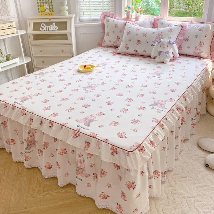 91家纺网 家纺一手货源 找家纺 美达 2025新款韩版全棉四件套单品系列-单床裙 温柔相伴