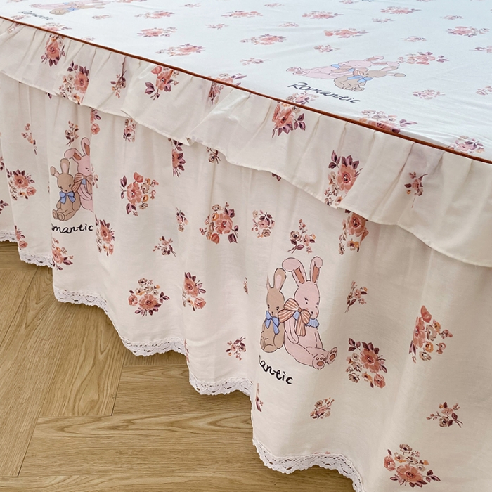 91家纺网 家纺一手货源 找家纺 美达 2025新款韩版全棉四件套单品系列-单床裙 温柔相伴