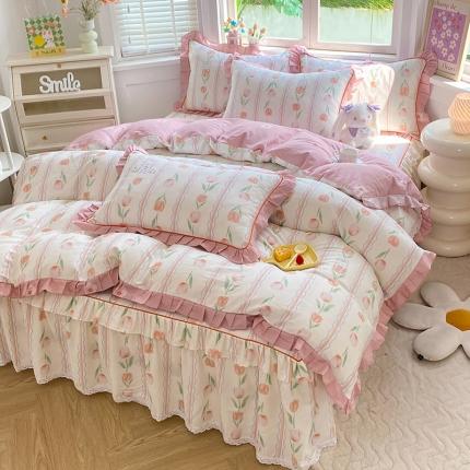 91家纺网 家纺一手货源 找家纺 （总）美达 2025新款韩版全棉四件套单品系列-床裙四件套