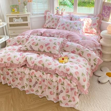 91家纺网 家纺一手货源 找家纺 （总）美达 2025新款韩版全棉四件套单品系列-床裙四件套