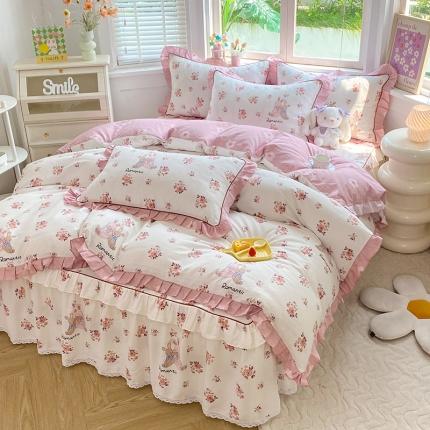 91家纺网 家纺一手货源 找家纺 （总）美达 2025新款韩版全棉四件套单品系列-床裙四件套