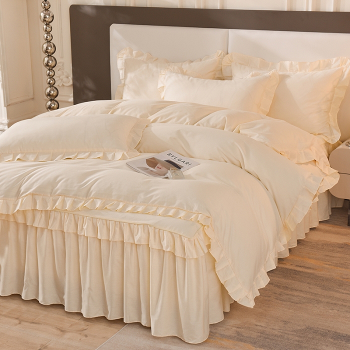 91家纺网 家纺一手货源 找家纺 （总）美达 2025新款A类全棉抗菌单层床裙四件套