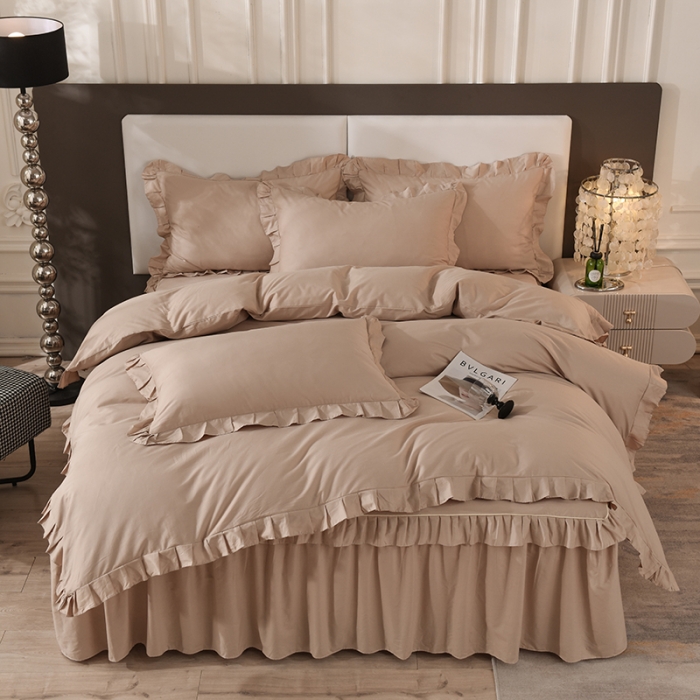 91家纺网 家纺一手货源 找家纺 美达 2025新款A类全棉抗菌单层床裙四件套 魅力驼