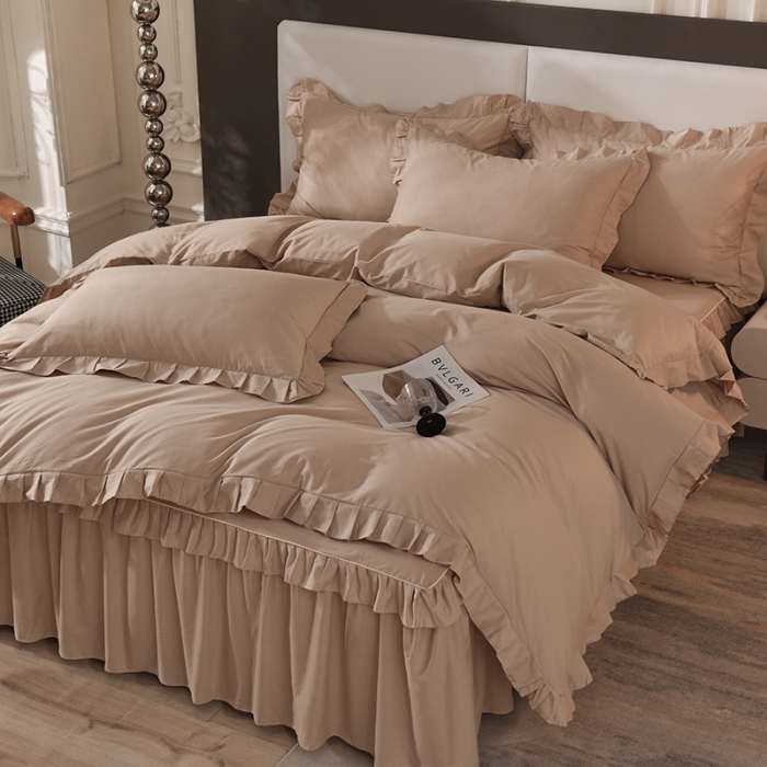 91家纺网 家纺一手货源 找家纺 美达 2025新款A类全棉抗菌单层床裙四件套 魅力驼