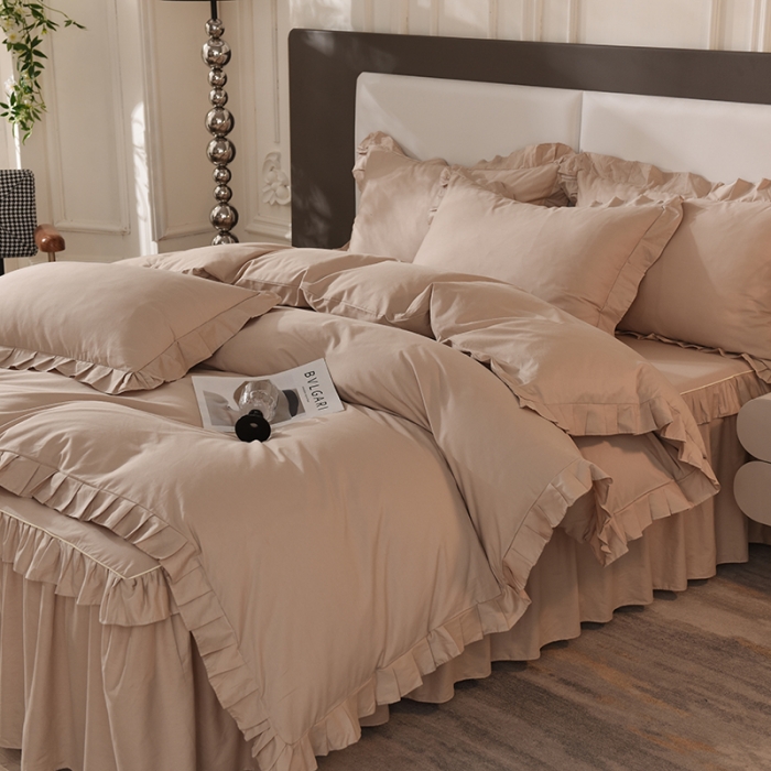 91家纺网 家纺一手货源 找家纺 美达 2025新款A类全棉抗菌单层床裙四件套 魅力驼