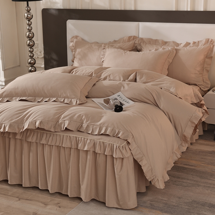 91家纺网 家纺一手货源 找家纺 美达 2025新款A类全棉抗菌单层床裙四件套 魅力驼