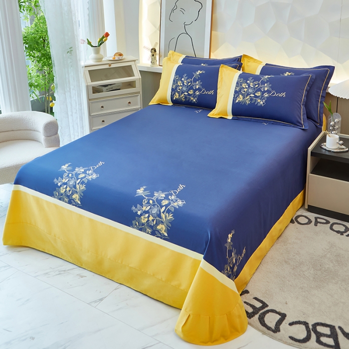 91家纺网 家纺一手货源 找家纺 雲归梦 2023年新款加厚全棉生态磨毛大版四件套 天籁之音-黄