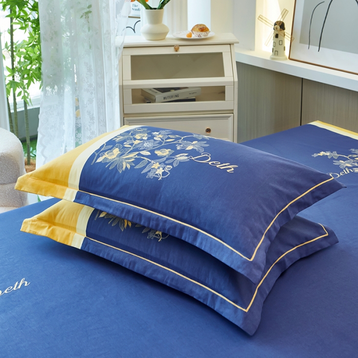 91家纺网 家纺一手货源 找家纺 雲归梦 2023年新款加厚全棉生态磨毛大版四件套 天籁之音-黄