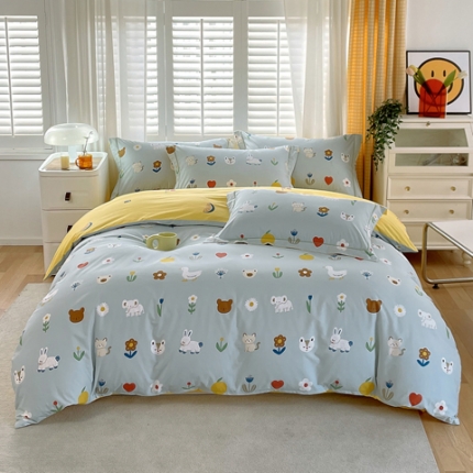 91家纺网 家纺一手货源 找家纺 （总2）星期三 2021新款卡通系列全棉13372四件套（加老板微信有会员价）