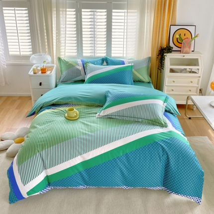 91家纺网 家纺一手货源 找家纺 （总）竖条系列全棉13372四件套（加老板微信有会员价）