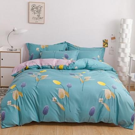 91家纺网 家纺一手货源 找家纺 （总）时尚植物系列全棉13372四件套（加老板微信有会员价）