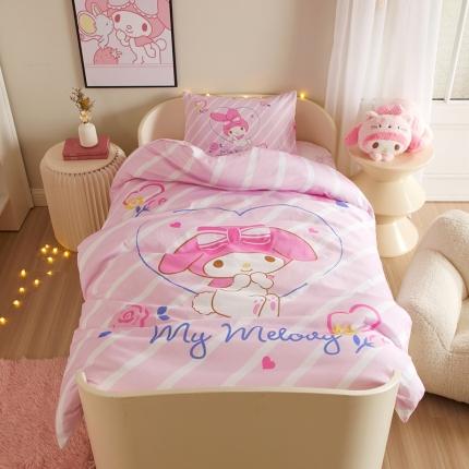 91家纺网 家纺一手货源 找家纺 （总）蘭菲 2023新款幼儿园全棉印染三丽鸥全棉大版卡通三件套