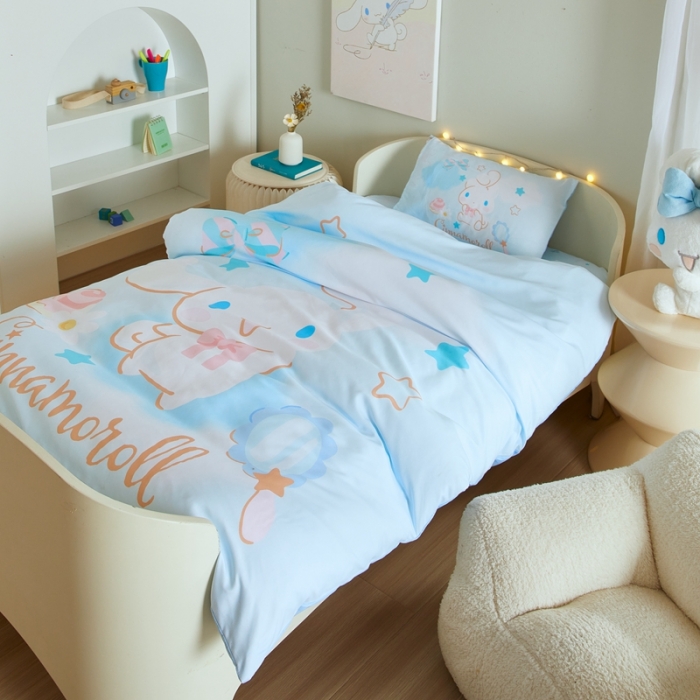 91家纺网 家纺一手货源 找家纺 蘭菲 2023新款幼儿园全棉印染三丽鸥全棉大版卡通三件套 果果