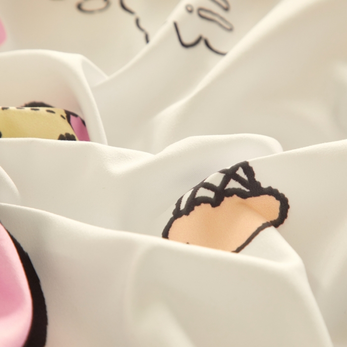 91家纺网 家纺一手货源 找家纺 蘭菲 2023新款幼儿园全棉印染三丽鸥全棉大版卡通三件套 甜品站