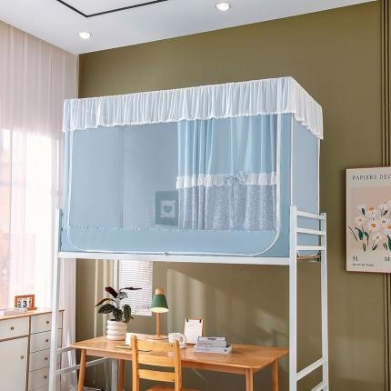 梦尔佳 2023新款韩式小碎花床帘学生蚊帐 韩式小碎花-淡蓝