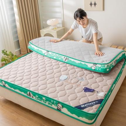 91家纺网 家纺一手货源 找家纺 元昊床垫 高端床垫D25高密海绵天然乳胶床垫软硬适中永不塌陷刺绣熊猫 可爱熊猫-唯美绿