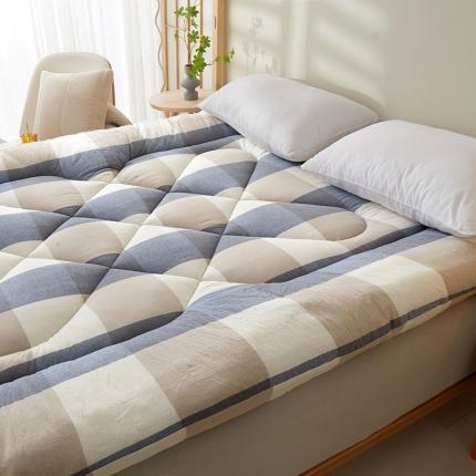 富威堡家纺 棉花垫被褥子床垫软垫家用垫学生宿舍单人棉絮床垫褥被 蓝调格